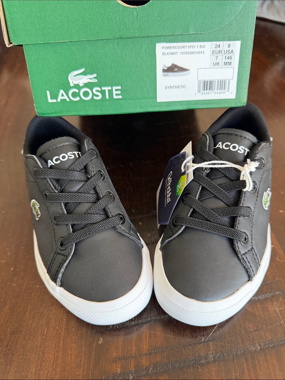 Lacoste Kids Black and White Low-Top Sneakers